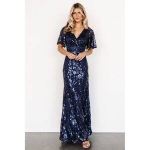 Baltic Born Navy Sequin Maxi Dress